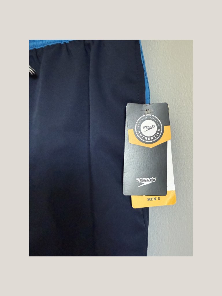 Nwt Speedo Men's Swim Shorts Navy Blue Colorblock Waistband Size S — image 4 of 8